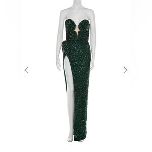 Portia and Scarlett Emerald Sequin Gown